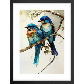 Obraz Obraz plakát v černém rámu do obýváku 30x40 ptáci foto plakáty na zeď