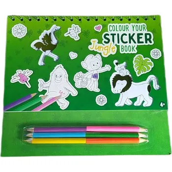 omalovánky Omalovánka s nálepkami a pastelkami Džungle 4+