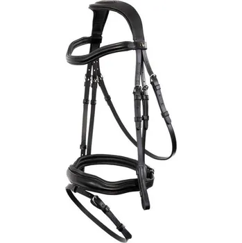 Uzdečka BR Luton s anglickým nánosníkem black/silver FULL