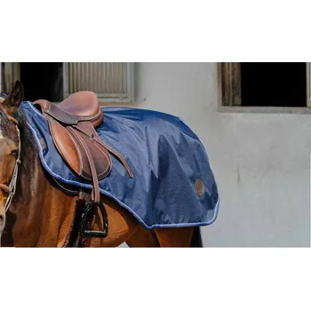Deka pro koně Nepromokavá bederní deka EQUITHEME Classic 1200D s fleecem tmavě modrá 125cm