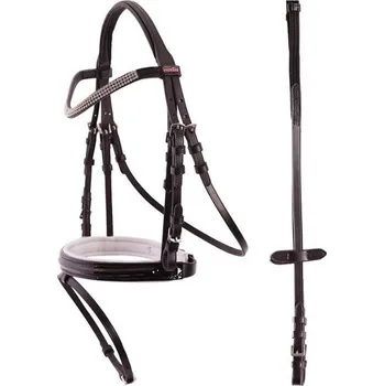 Uzdečka PREMIERE Ajaccio s anglickým nánosníkem černá/bílá MINISHETTY