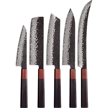 Kuchyňský nůž Sada damaškových kuchyňských nožů AO-37385 Hnědá 5 ks