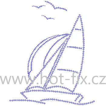 SM013 - plachetnice nažehlovací hot-fix kamínková aplikace na textil, rozměry cca 21,8x26,4cm barva: kameny barva 101/N Crystal /stříbrná