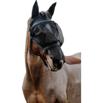 Koňská maska proti hmyzu Maska proti hmyzu EQUITHEME s ohlávkou black COB