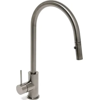 Dřezová baterie SAT Aurum s vytahovací sprškou, 2 proudy broušený gun metal SATBAUR286BGM - SATBAUR286BGM