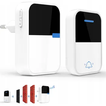 Domovní zvonek BEZDRÁTOVÝ ZVONEK VODĚODOLNÝ IP44 VELKÝ DOSAH NA DVEŘE BRANKU + VYSÍLAČ