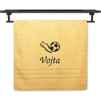 Ručník Ručník se jménem NA PŘÁNÍ žlutý 50x100 Kopačka a míč
