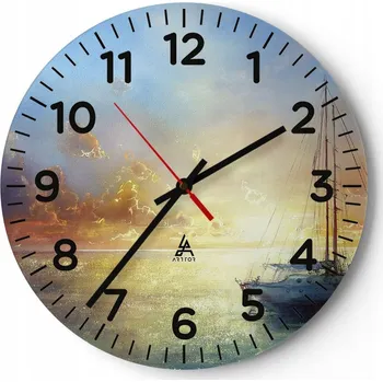 Hodiny Nástěnné hodiny do kuchyně 30x30 Plachetnice Skleněné hodiny do obýváku Loft Tiché