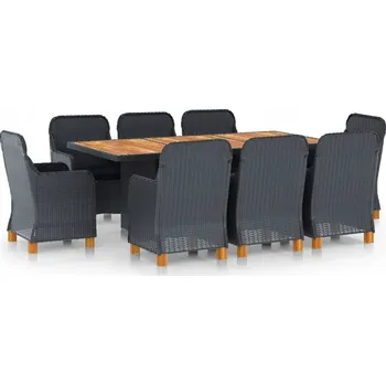 Zahradní sestava VidaXL 9dílná sada zahradního nábytku, polštáře, PE ratan, tmavě šedá