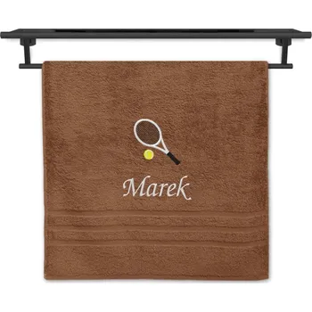 Ručník Ručník se jménem NA PŘÁNÍ hnědý 50x100 Tenisová raketa