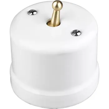 vypínač Keramický vypínač jednoduchý schodišťový nástěnný ANTICA TOOGLE GOLD bílý