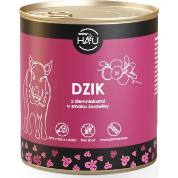 Krmivo pro psa WOW HAU VLHKÉ KRMIVO KANEC 86 % S BRAMBORAMI A BRUSINKAMI 850 g MONOPROTEINOVÉ