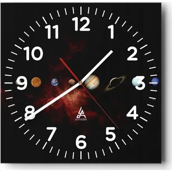 Hodiny Kuchyňské nástěnné hodiny 30x30 Vesmír Skleněné hodiny do obýváku Tiché