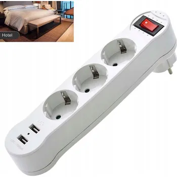 Elektrická zásuvka ROZBOČKA SÍŤOVÝ 3 ZÁSUVKY ZÁSUVKA ROZDĚLOVAČ PORTŮ 2 USB