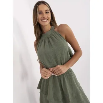 Dámské oblečení Mušelínové šaty s vázáním na zádech khaki