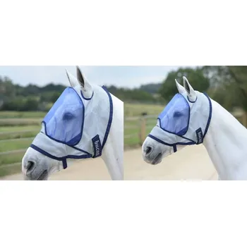 Koňská maska proti hmyzu Maska proti hmyzu BUCAS Buzz-Off Deluxe bez uší silver/navy (S)