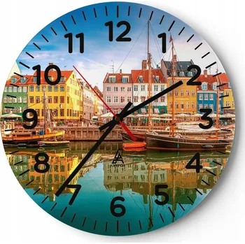 Hodiny Kuchyňské nástěnné hodiny 30x30 Krajina Moderní Skleněné hodiny do obýváku Tiché