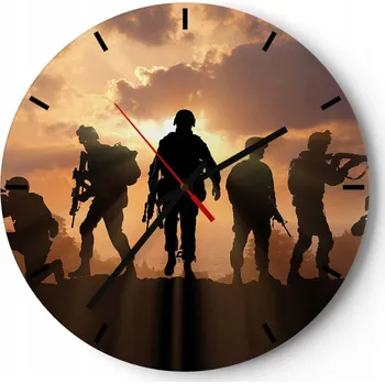 Hodiny Velké nástěnné hodiny 40x40 Militaria Skleněné hodiny Kulatý Tiché