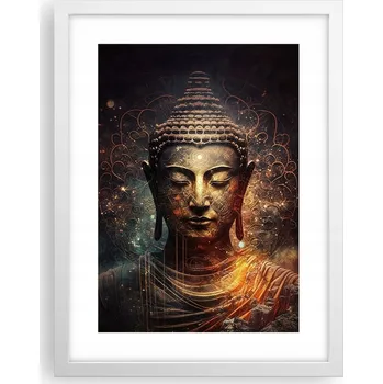 Obraz Obraz plakát v bílém rámu do obýváku 30x40 Buddha foto plakáty na zeď