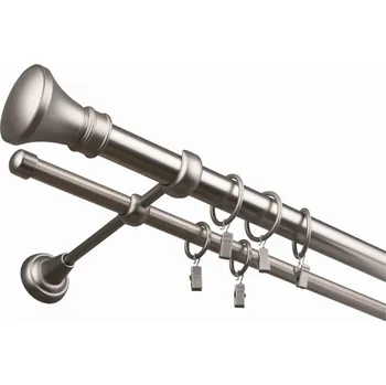 Garnýž Ø 25/16 dvoutyč-komplet Luxor Barva: chrom mat, Délka: 200 cm, typ kroužků: bez kroužků