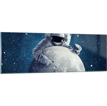Obraz Obraz na skle do obýváku ložnice 90x30 astronaut obrazy na zeď sklo