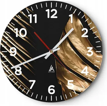 Hodiny Nástěnné hodiny do obýváku 40x40 Palmový list Kulatý Skleněné hodiny Loft Tiché