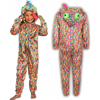 Karnevalový kostým KOSTÝM KARNEVALOVÝ OVERAL BAREVNÁ JEŠTĚRKA S JAZYKEM 110/116 KOSTÝMY