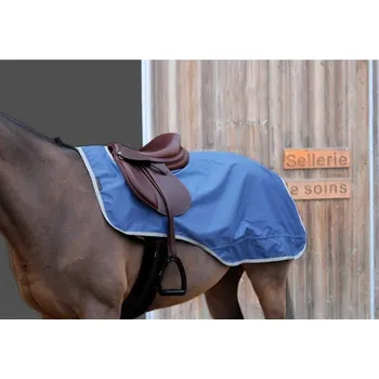 Deka pro koně Nepromokavá bederní deka EQUITHEME Tyrex 600D s fleecem tmavě modrá 165cm