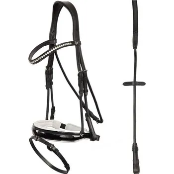 Uzdečka ANKY ATH16003 se švédským nánosníkem černá/bílá FULL