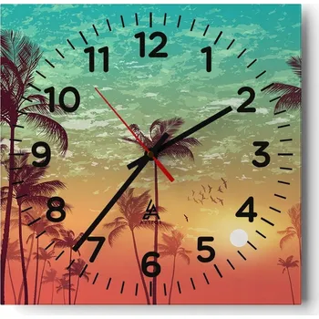 Hodiny Nástěnné hodiny do obýváku 40x40 Krajina Bezhluczne Skleněné hodiny Tiché