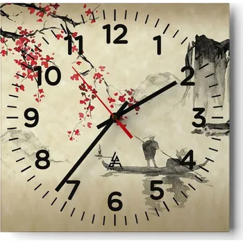 Hodiny Nástěnné hodiny do obýváku 40x40 Krajina Bezhluczne Skleněné hodiny Tiché