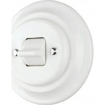 vypínač Keramický křížový vypínač ANTICA OLD bílý s páčkami LOFT bez rámečku