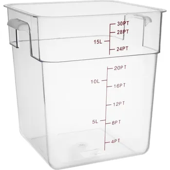 Dóza na potraviny Vogue čtvercová skladovací nádoba polykarbonátová 15l
