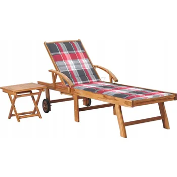 Zahradní lehátko VidaXL Lehátko se stolkem a polštářem, masivní teakové dřevo
