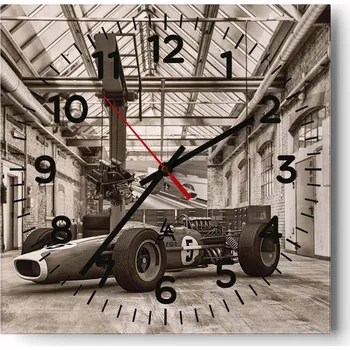 Hodiny Kuchyňské nástěnné hodiny 30x30 Formule 1 Skleněné hodiny do obýváku Moderní Tiché