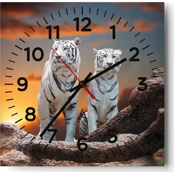 Hodiny Nástěnné hodiny do obýváku 40x40 Zvířata Bezhluczne Skleněné hodiny Tiché