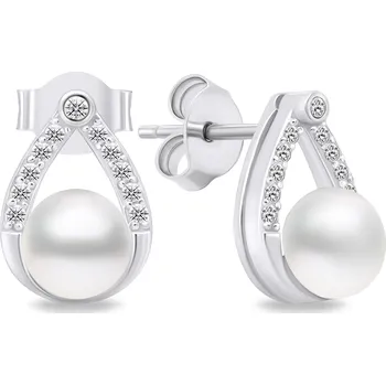 Náušnice Brilio Silver Půvabné stříbrné náušnice s perlami a zirkony EA615W + 2 měsíce na vrácení zboží