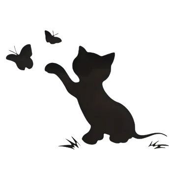 Samolepící dekorace Vinylová samolepka - kočka s motýly (16,0 x 12,0 cm)