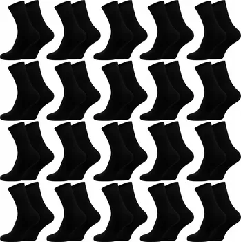 Pánské bavlněné Ponožky Kasawi černé velikosti 43-46 s plochým švem, sada 20 párů