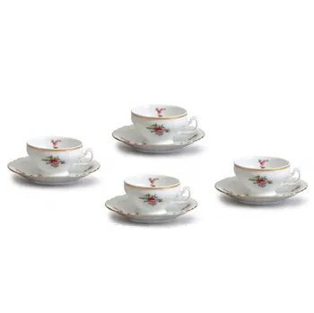 Thun 1794 Bernadotte, šálky s podšálky, zahradní květy, 205 ml, Thun, 4 ks