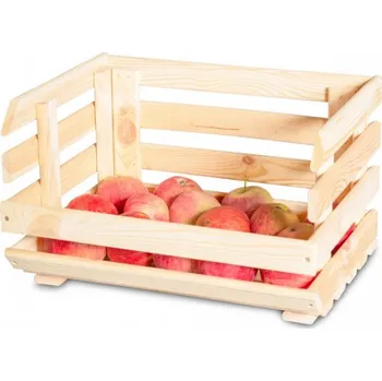 Úložný box Čisté dřevo Dřevěná bedýnka, s předním výkrojem, stohovatelná, 37 x 28 x 21 cm