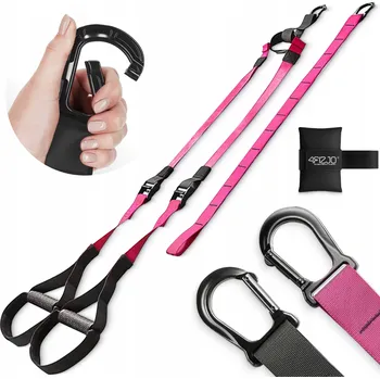 Tréninkové popruhy 4FIZJO růžové nastavitelné 200-290 cm 250 kg