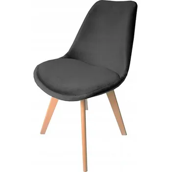 Jídelní židle Sametová židle London tmavě šedá s přírodními nohami