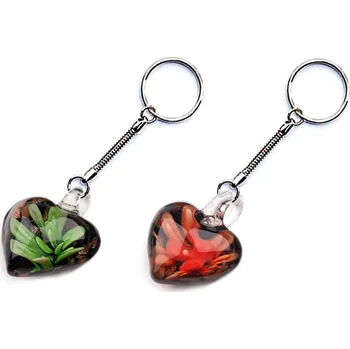 Přívěsek SRDCE sklo kytka 21x21mm