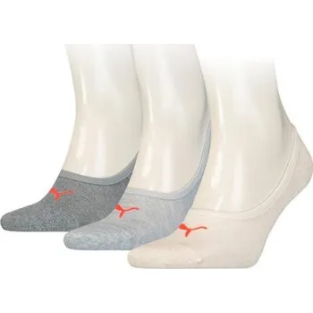 Dámské ponožky Dámské ponožky Puma Footie 3P - Footie, 3 páry – pohodlné a prodyšné nízké ponožky Puma v praktickém balení po třech párech v šedé a krémové barvě s ikonickým logem.
