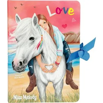 Blok Diář na mašliu se samolepicími bločky Miss Melody, Love, Sienna a bílý koník