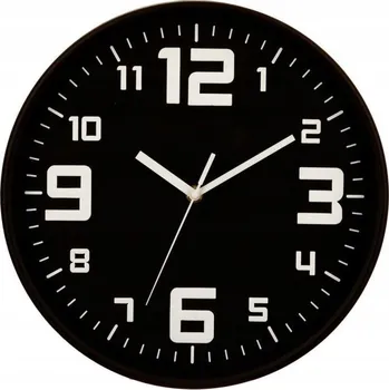 Hodiny KULATÝ PLASTOVÉ HODINY NA ZEĎ ČERNÉ 30 CM