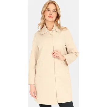 Dámský kabát Světle béžový dámský jednořadý kabát s límečkem BLE 252535 F - Light beige Velikost: XL
