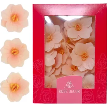 Jedlá dekorace na dort Dekorace oplatková - Hortenzie pudrová 18 ks