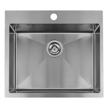 Granitový dřez Laveo Malawi, 1-komorový nerezový dřez 580x500x200 mm, broušená ocel, LAV-SLM_010T